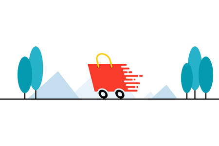 Fast Shipping concept with shopping bag vector illustrationのイラスト素材