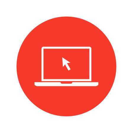 Laptop with an arrow on the screenの写真素材