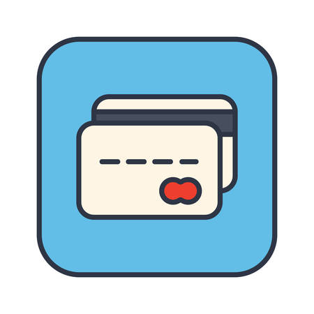 Credit card colored stylish outline icon in a squareのイラスト素材