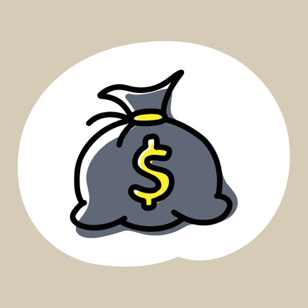 Hand drawn color illustration of money bag with dollar signのイラスト素材