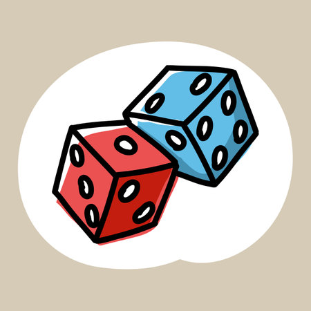Hand drawn stylish illustration with red and blue dice