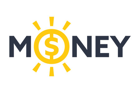 Money, the concept with a stylish coin icon instead of the letter O in the word money.のイラスト素材