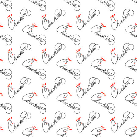 Creative chicken seamless pattern for fast food and chicken meat products.のイラスト素材