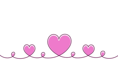 Line art with pink contours in the shape of a heart on a white background.のイラスト素材