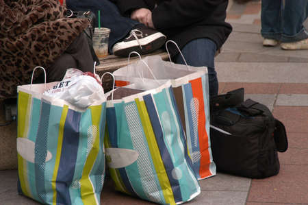 shopping spree with many packages at mall