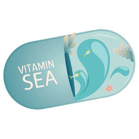 Illustration vacation and travel concept. Vitamin seaのイラスト素材