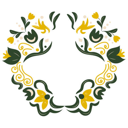 Frame decorated with flowers and leaves. Vector imageのイラスト素材