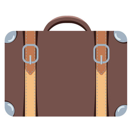 brown leather suitcase with strapsのイラスト素材