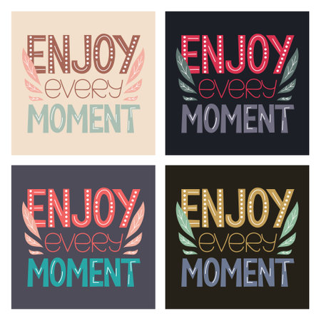 Enjoy every moment, vector decorated text. Collection of colorful banners.のイラスト素材