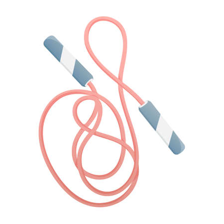Skipping rope vector illustration of fitness and workout equipment. Healthy lifestyle concept, control weight, keep fit, isolated transparent backgroundのイラスト素材