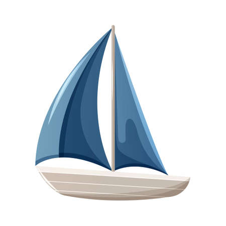 Cute ship with sails, water transport, vector illustration, cartoon nautical styleのイラスト素材