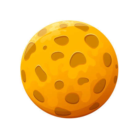 Cute full yellow moon, vector illustration. earth satellite.のイラスト素材