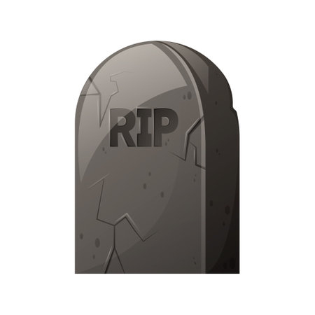 Tombstone with cracks, RIP text. Cartoon vector illustration for Halloween, Day of the Dead.のイラスト素材