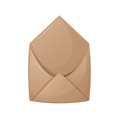 Open craft envelope, postal or gift. Stylish brown paper. cartoon style. trendy vector illustration.のイラスト素材