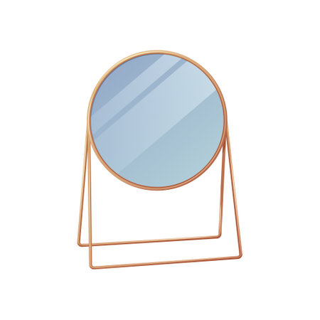 Table round makeup mirror. Trendy vector illustration on isolated backgroundのイラスト素材