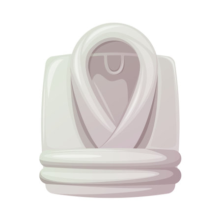 Folded white robe. For use in the bath, at home, in the hotel, in the spa. Cartoon style, trendy vector illustrationのイラスト素材