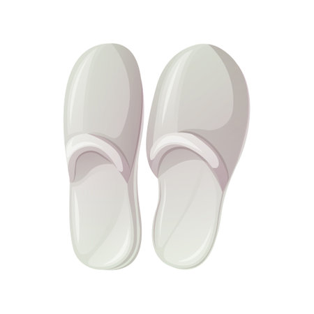 White bath or house slippers. Cartoon style, trendy vector illustrationのイラスト素材