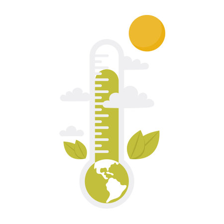 Changing of the climate, earth inside ecology thermometer, vector illustration, concept of saving...