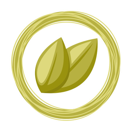 Round green frame with leaves, product ecology concept, vector illustrationのイラスト素材