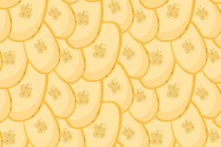 Banana fruit slices seamless pattern. Summer vitamin vector background for paper, cover, fabric, gift wrap. Cartoon flat styleのイラスト素材