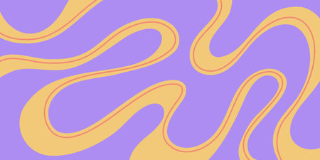 Abstract retro horizontal background with colorful waves and lines, pastel colors. Trendy vector...