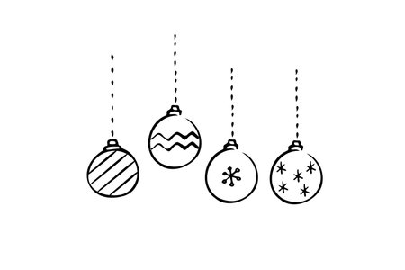 Simple, cute, hand-painted Christmas ornament (4 types).のイラスト素材