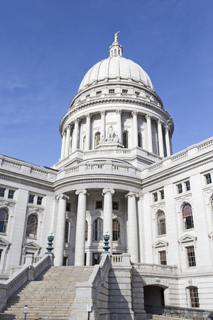 Staircase and dome of state capitol building in Madison Wisconsin, vertical orientationのeditorial素材