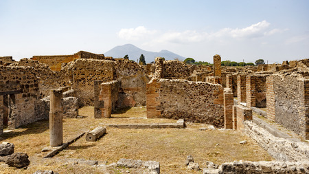 Remnants of stone buildings, ruins at Pompeii, Italy, Europeの写真素材