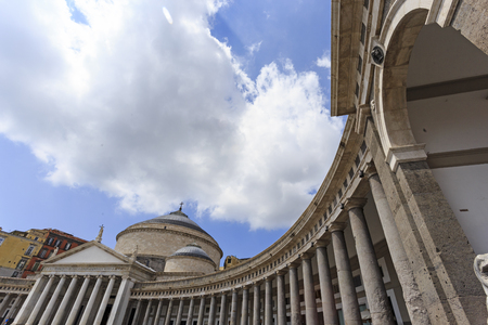 Low angle view of the Church of San Francesco di Paola, Piazza del Plebiscito, Naples, Italyの写真素材