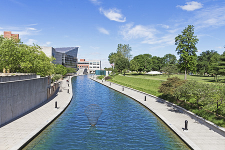 A beautiful day at scenic central canal in Indianapolis, Indiana, USAの写真素材