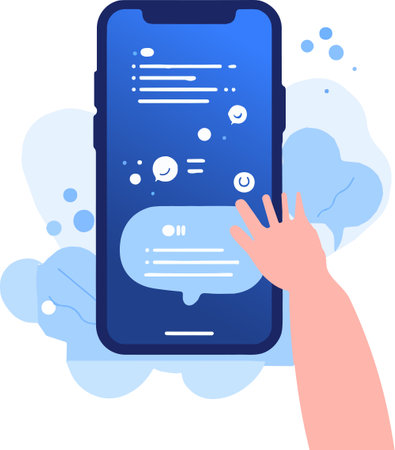 Smartphone with speech bubbles on the screen. Mobile communication concept. Vector illustrationのイラスト素材