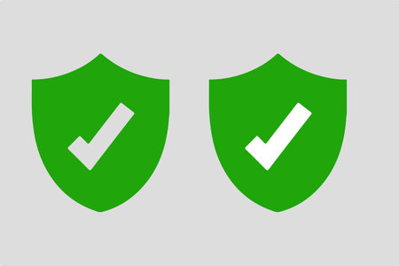 Shield check mark icons set. Check mark approved symbol. Vector illustration.のイラスト素材