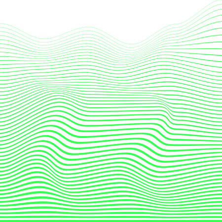 Abstract wavy background with green stripes. Vector illustration.のイラスト素材