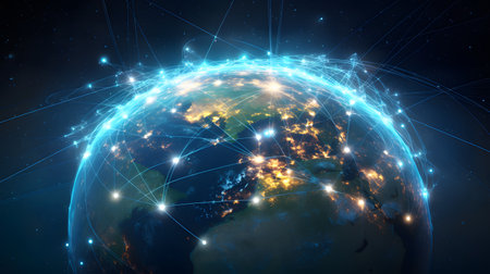 Global network connection over the world.の素材