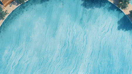 swimming pool top view with blue water. 3d rendering.の素材