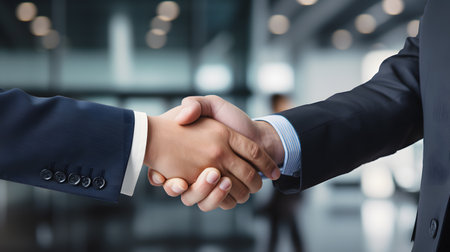 Business people shaking hands, finishing up a meeting. Handshake conceptの素材