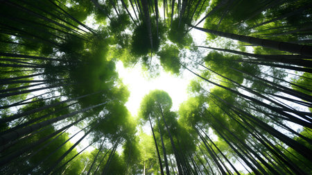 forest in the morning. From bottom to top viewの素材