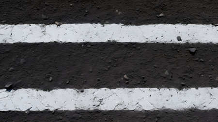 White and black stripes on the asphalt road. Abstract background for design.の素材
