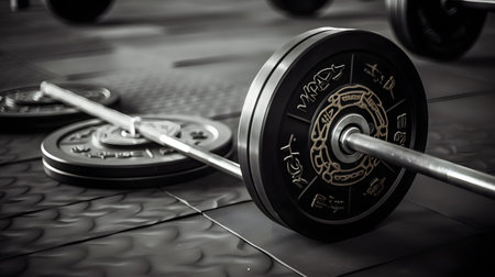 Dumbbell in the gym. 3D illustration. Toned.の素材