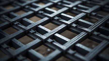 close up of a steel lattice in black and white tone.の素材
