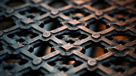 Close up of iron lattice. Selective focus. Toned.の素材