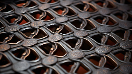 Close up of a metal pattern. Shallow depth of field.の素材