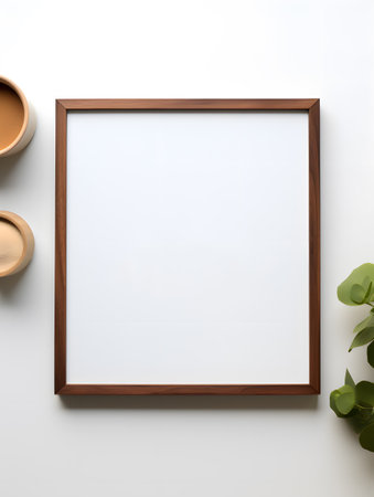 Wooden frame mockup on white background. 3d rendering. Image Template for Mockupの素材