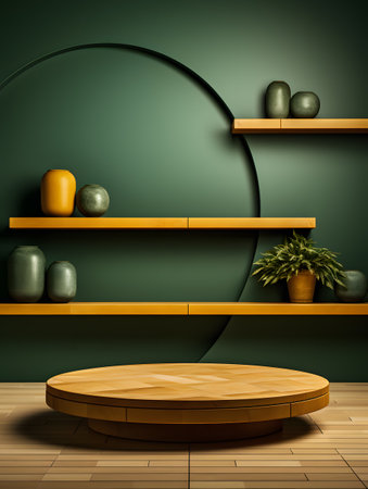 Wooden shelf in the interior of the room.の素材