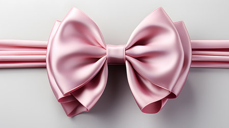 Pink bow tie isolated on white background. 3d render illustration.の素材