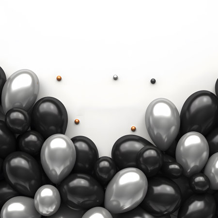Black and white balloons background with copy space.の素材