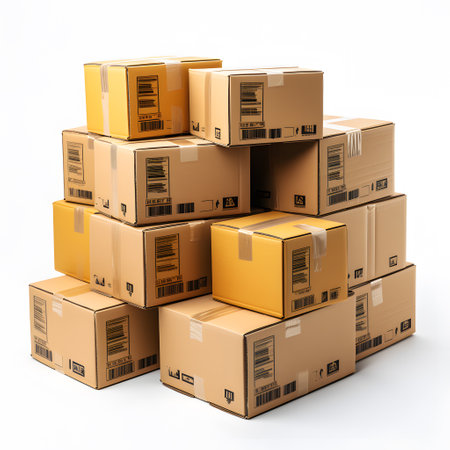 Cardboard boxes isolated on white background. 3d render.の素材