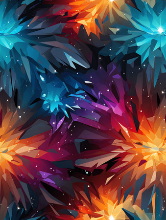 Abstract background with stars and flowers.の素材