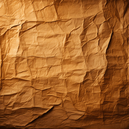 Crumpled paper background. Brown crumpled paper texture.の素材