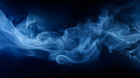 Blue smoke on black background. Abstract background. Texture. Design element.の素材